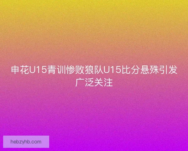 申花U15青训惨败狼队U15比分悬殊引发广泛关注